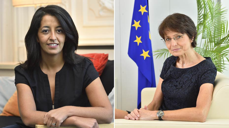 Karima Delli (à g.), Marianne Thyssen (à dr.) - © Nathanaël Mergui/Mutualité française