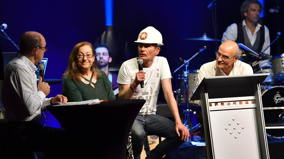 François Desriaux, Danièle Linhart, Didier Wampas et Yves Clot (de g. à dr.) - © Nathanaël Mergui/Mutualité française