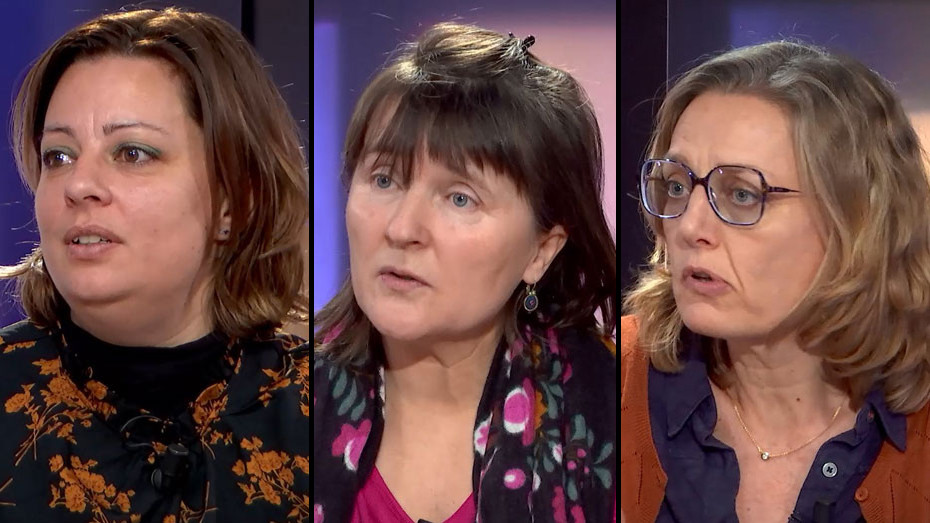 De gauche à droite, Johana Bento-Daire, Anne Marchand, Véronique Daubas-Letourneux © Santé & Travail - Mediapart